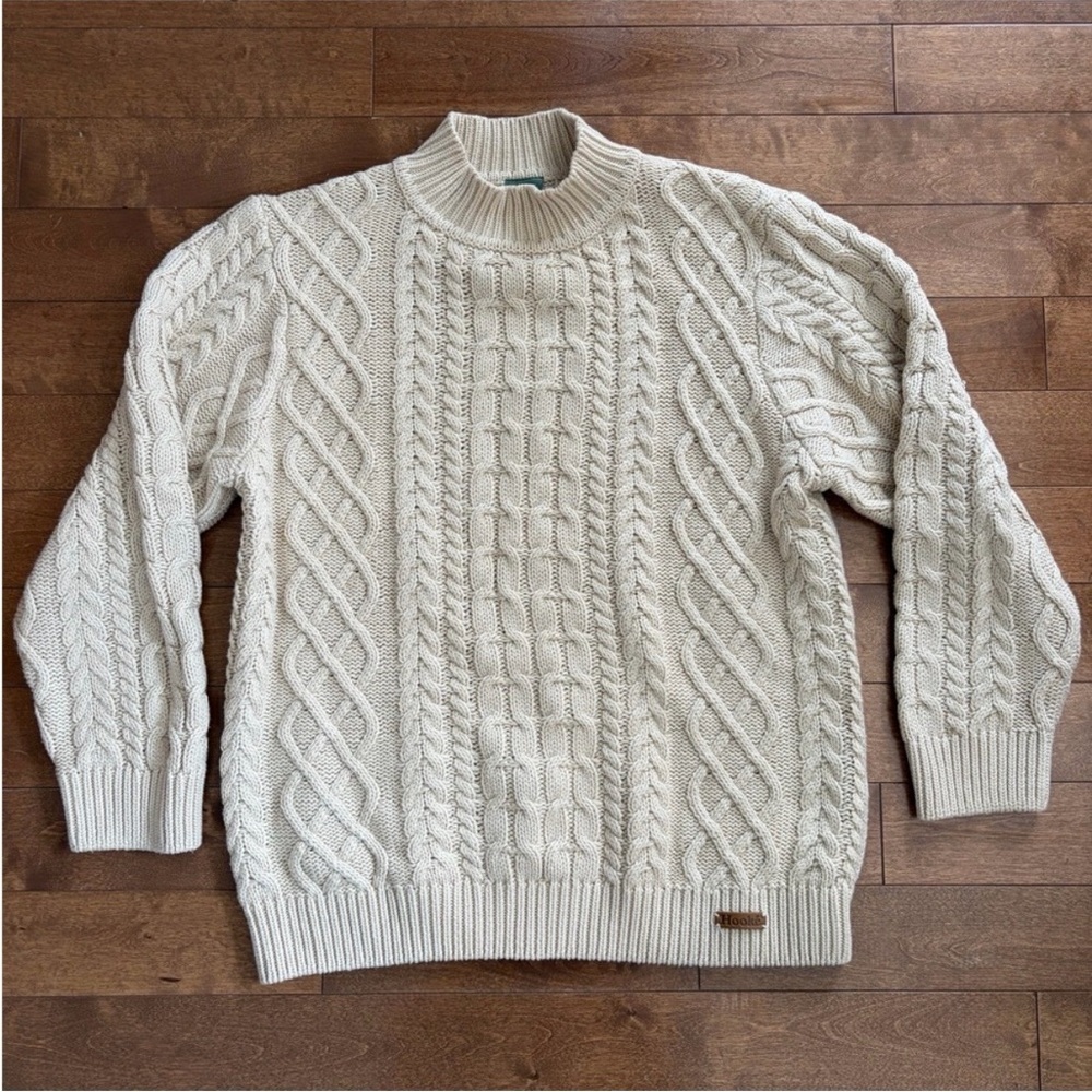 Hooke Women’s Fisherman Cableknit Crewneck Sweater Medium - Picture 3 of 9